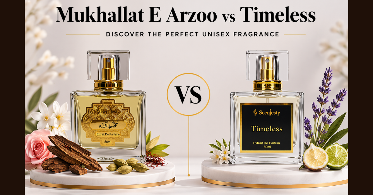 Mukhallat E Arzoo vs Timeless: Which Unisex Scenjesty Perfume Is Better?